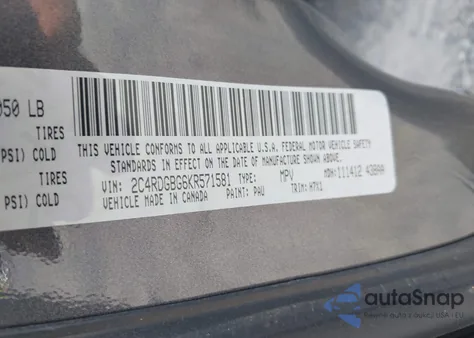 2019 Dodge Grand Caravan Se from USA, damaged, VIN 2C4RDGBG6KR571581
